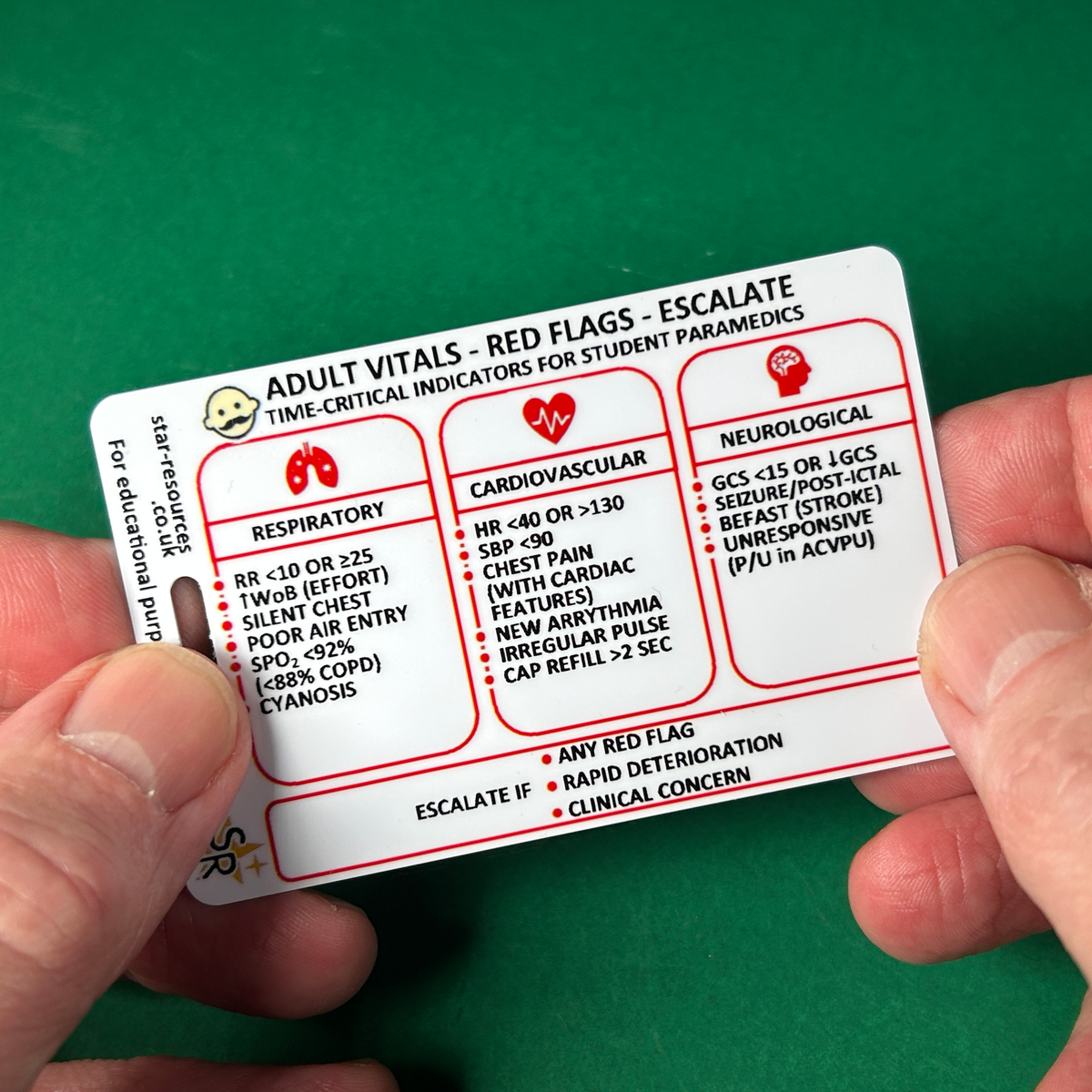 Student Paramedic Red Flags Card ABCDE Time-Critical Pre-Hospital ID Badge