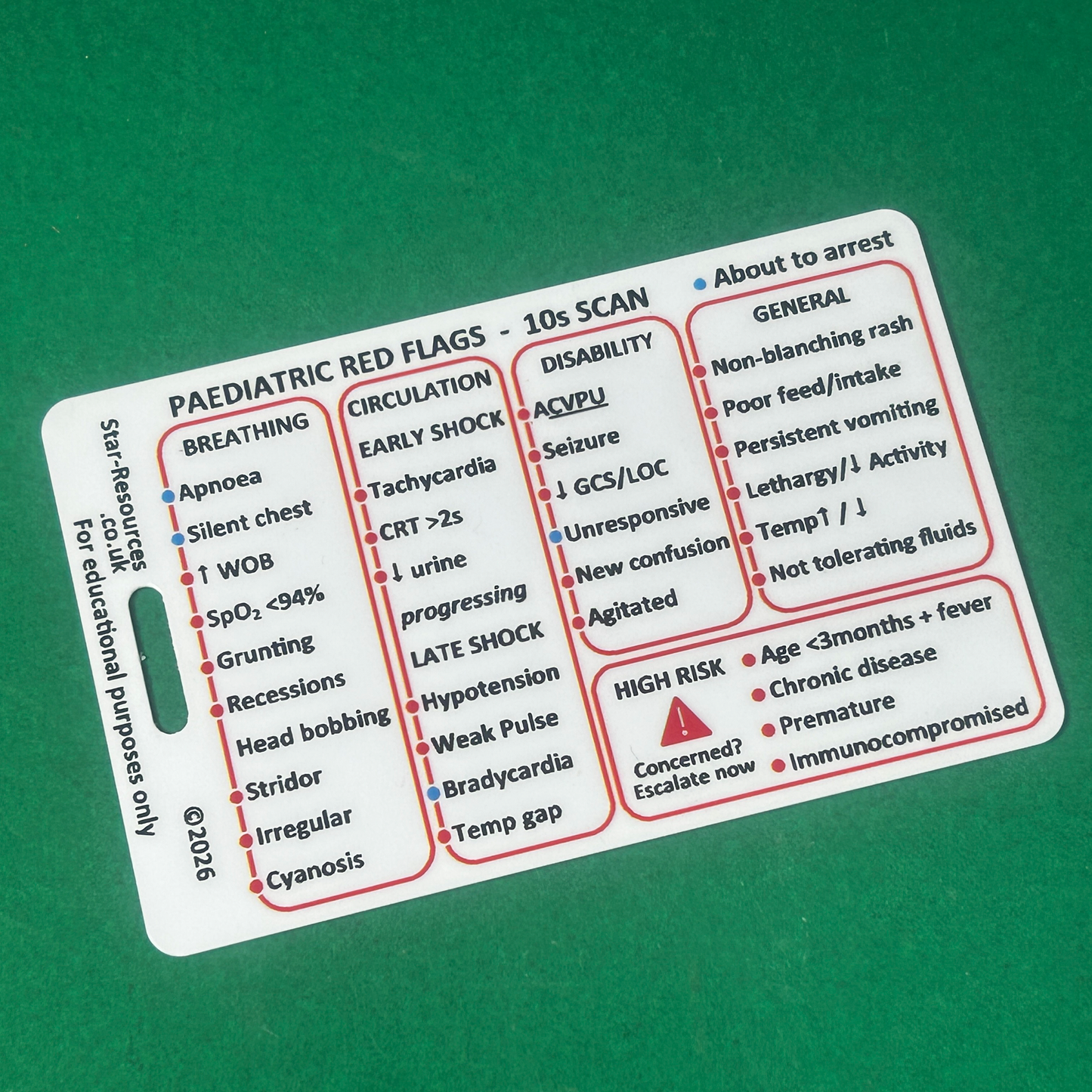 Paediatric Red Flags & Vitals Card | ABCDE 10s Scan + Normal Ranges | Spot the Sick Child Fast | ID Badge