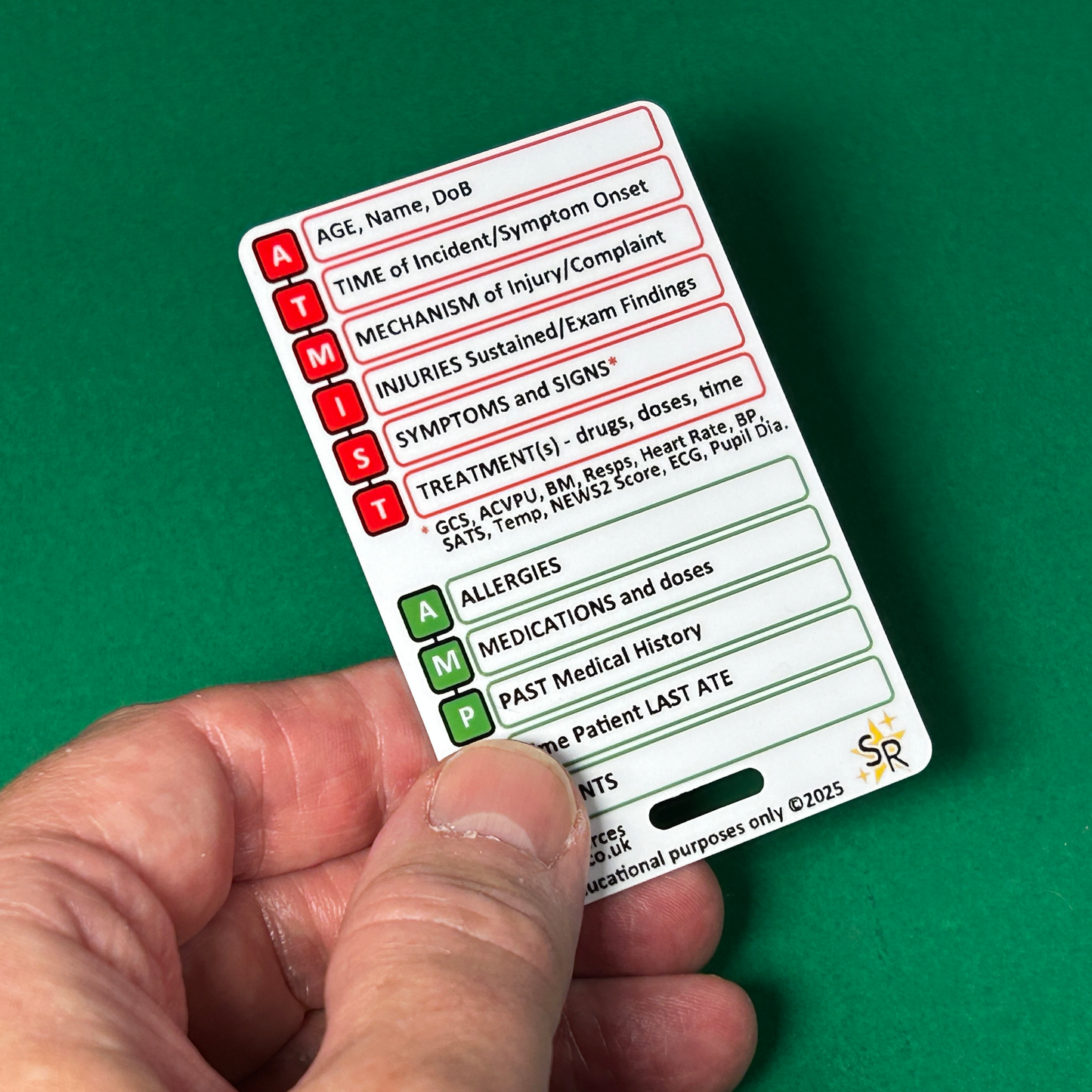 METHANE ATMIST AMPLE ID Badge Card | Paramedic Flashcard | Ambulance Medic Student First Response