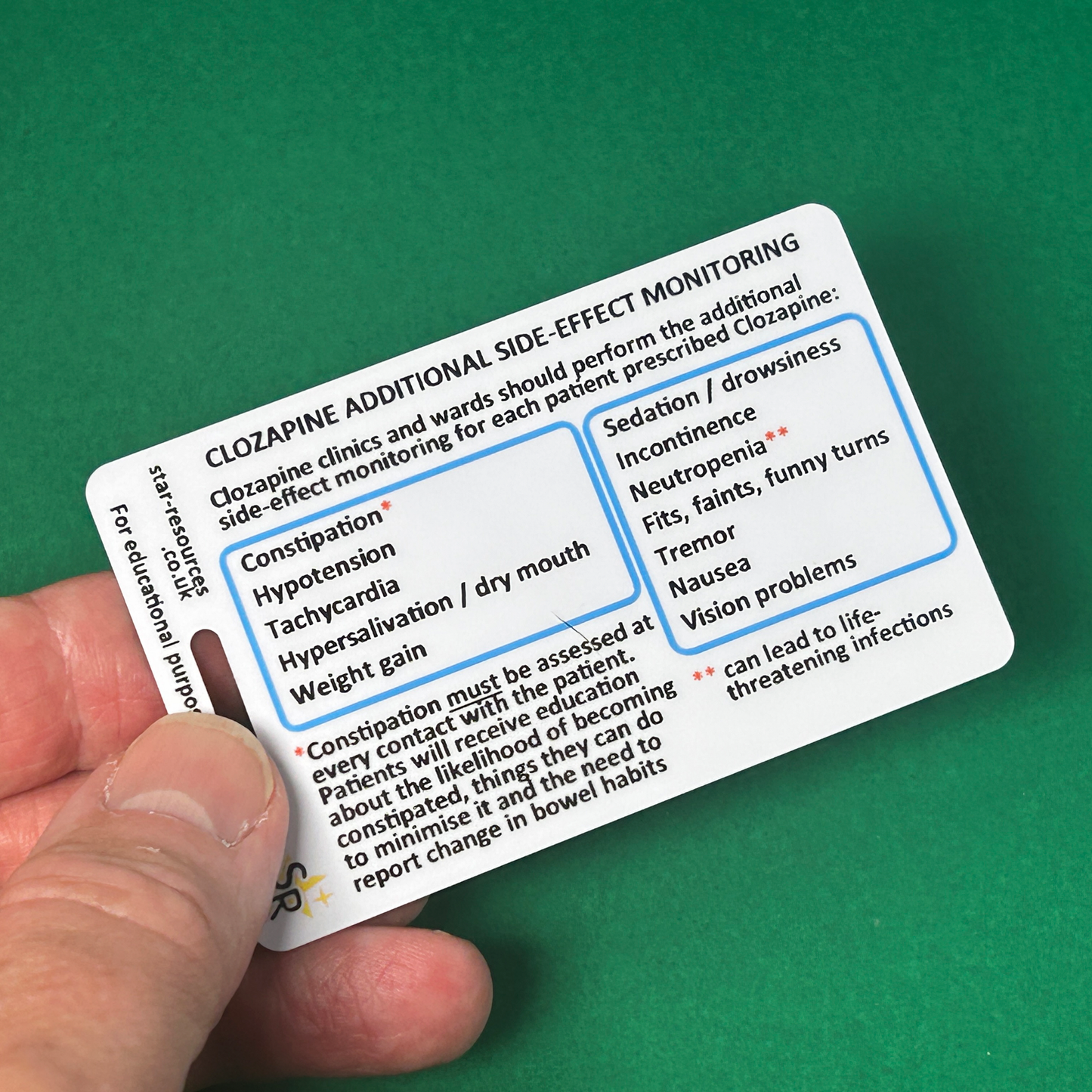 Clozapine Titration ID Badge Flash Cards