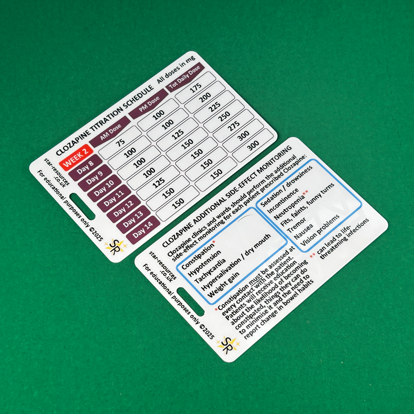 Clozapine Titration ID Badge Flash Cards
