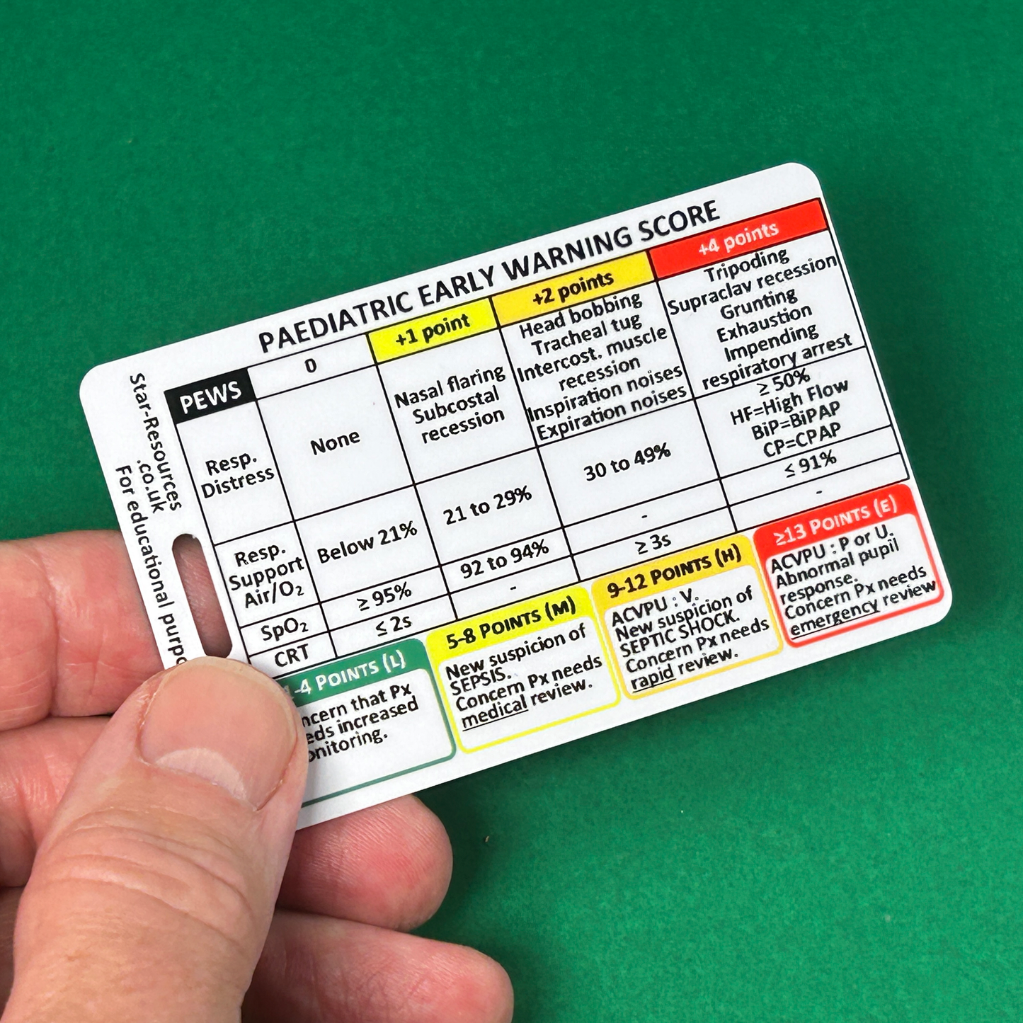 PEWS ID Badge Card | Paramedic Flashcard | Ambulance Medic Student Paediatrics