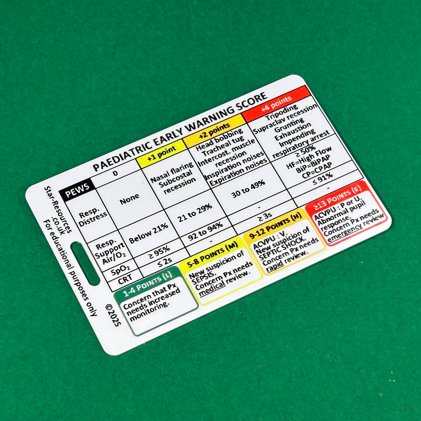 PEWS ID Badge Card | Paramedic Flashcard | Ambulance Medic Student Paediatrics
