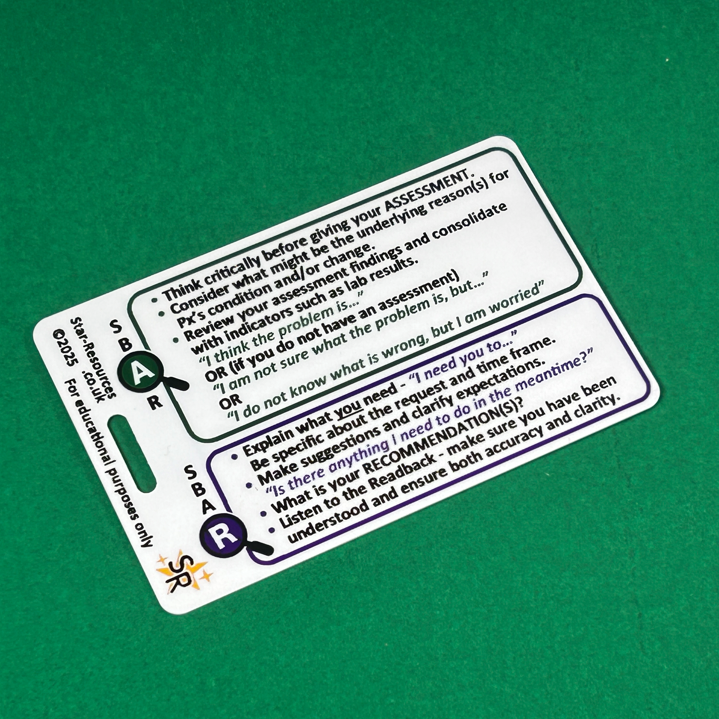 SBAR ID Badge Card | Paramedic Flashcard | Nurse Student FREC