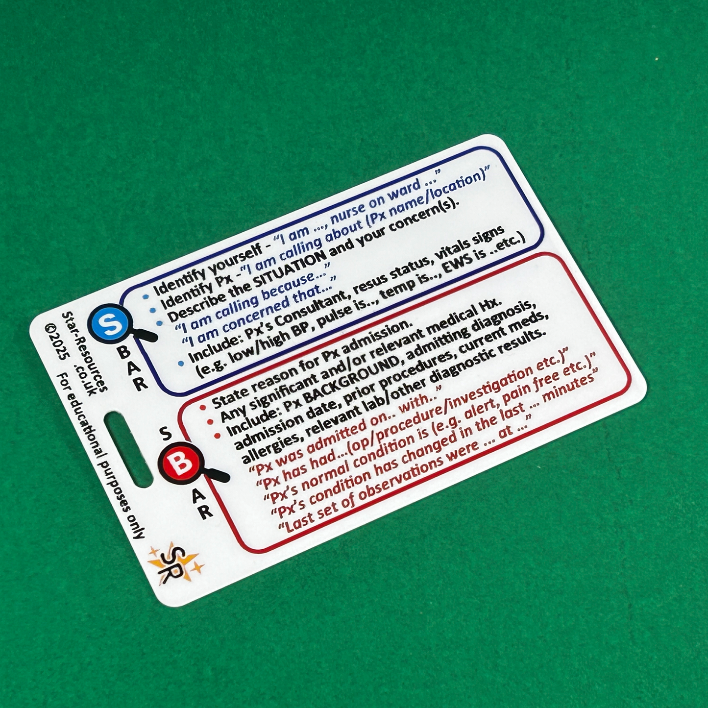 SBAR ID Badge Card | Paramedic Flashcard | Nurse Student FREC