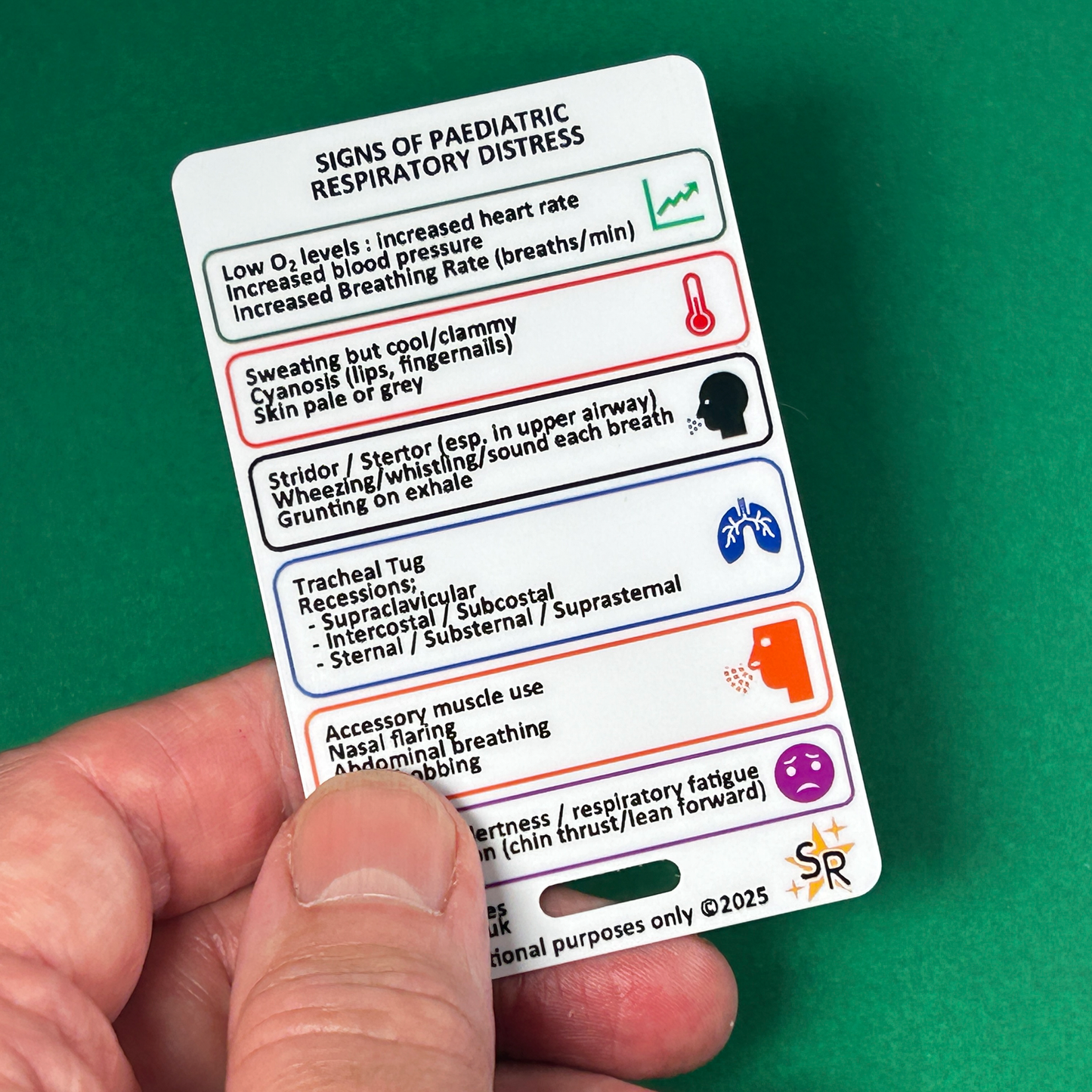 Paediatric Respiratory Distress ID Badge Card Nurse Student Paramedic FREC Ambulance