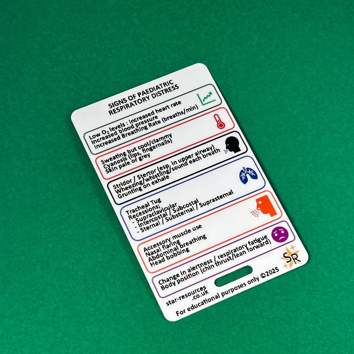 Paediatric Respiratory Distress ID Badge Card Nurse Student Paramedic FREC Ambulance