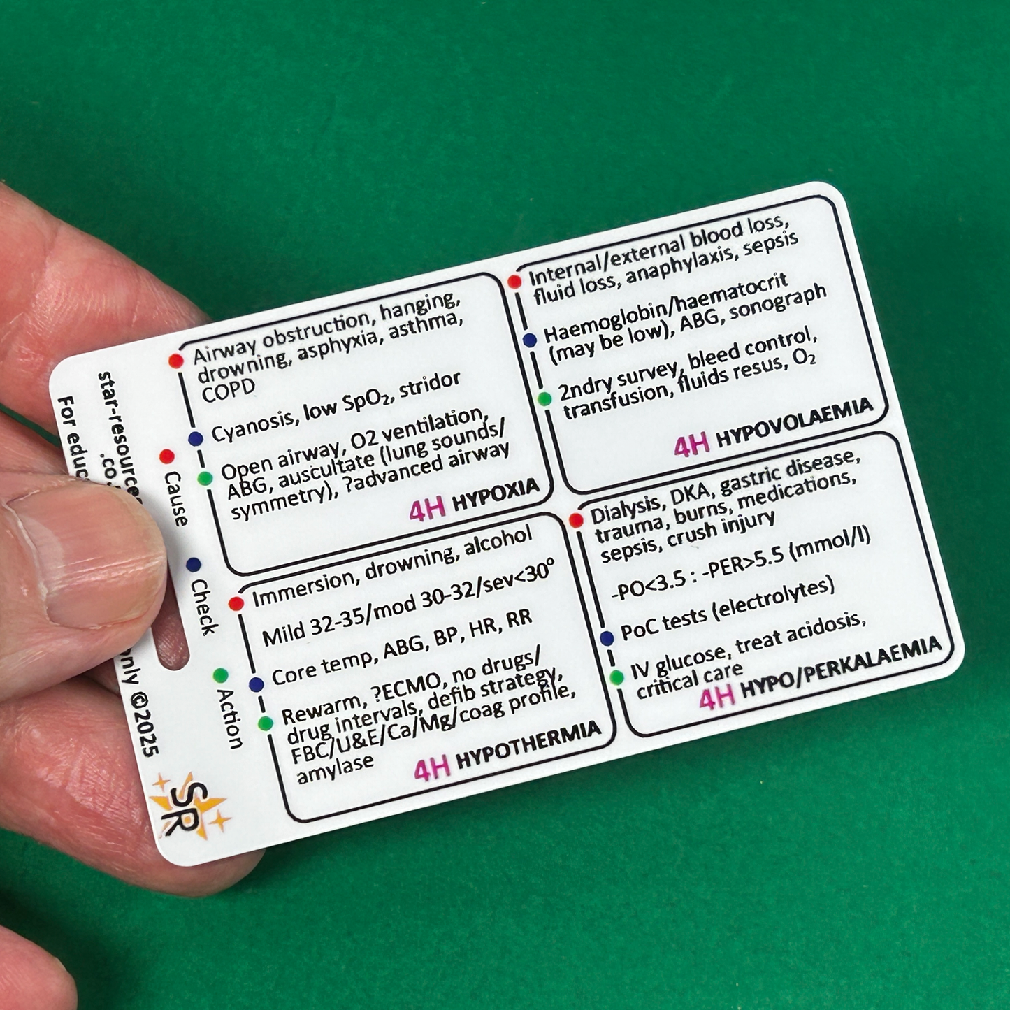 Reversible Causes of Cardiac Arrest Badge Card – 4 H’s and 4 T’s • Paramedic Pocket Reference • Double-Sided & Waterproof