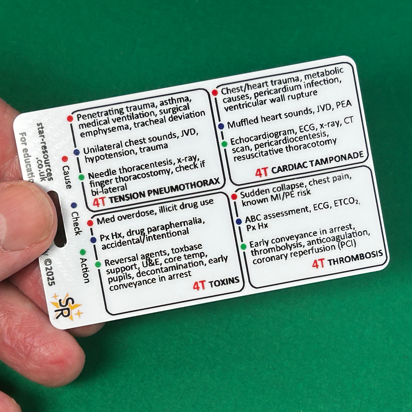 Reversible Causes of Cardiac Arrest Badge Card – 4 H’s and 4 T’s • Paramedic Pocket Reference • Double-Sided & Waterproof