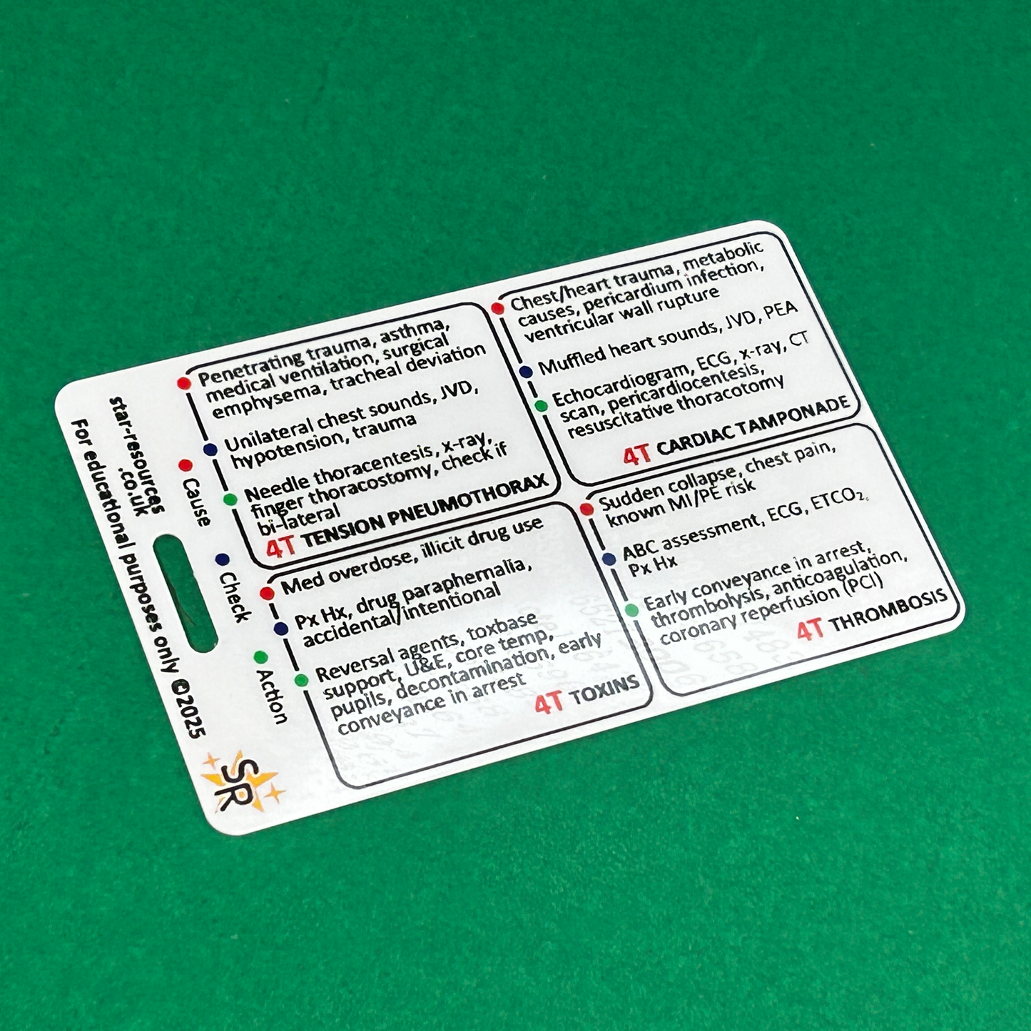 Reversible Causes of Cardiac Arrest Badge Card – 4 H’s and 4 T’s • Paramedic Pocket Reference • Double-Sided & Waterproof