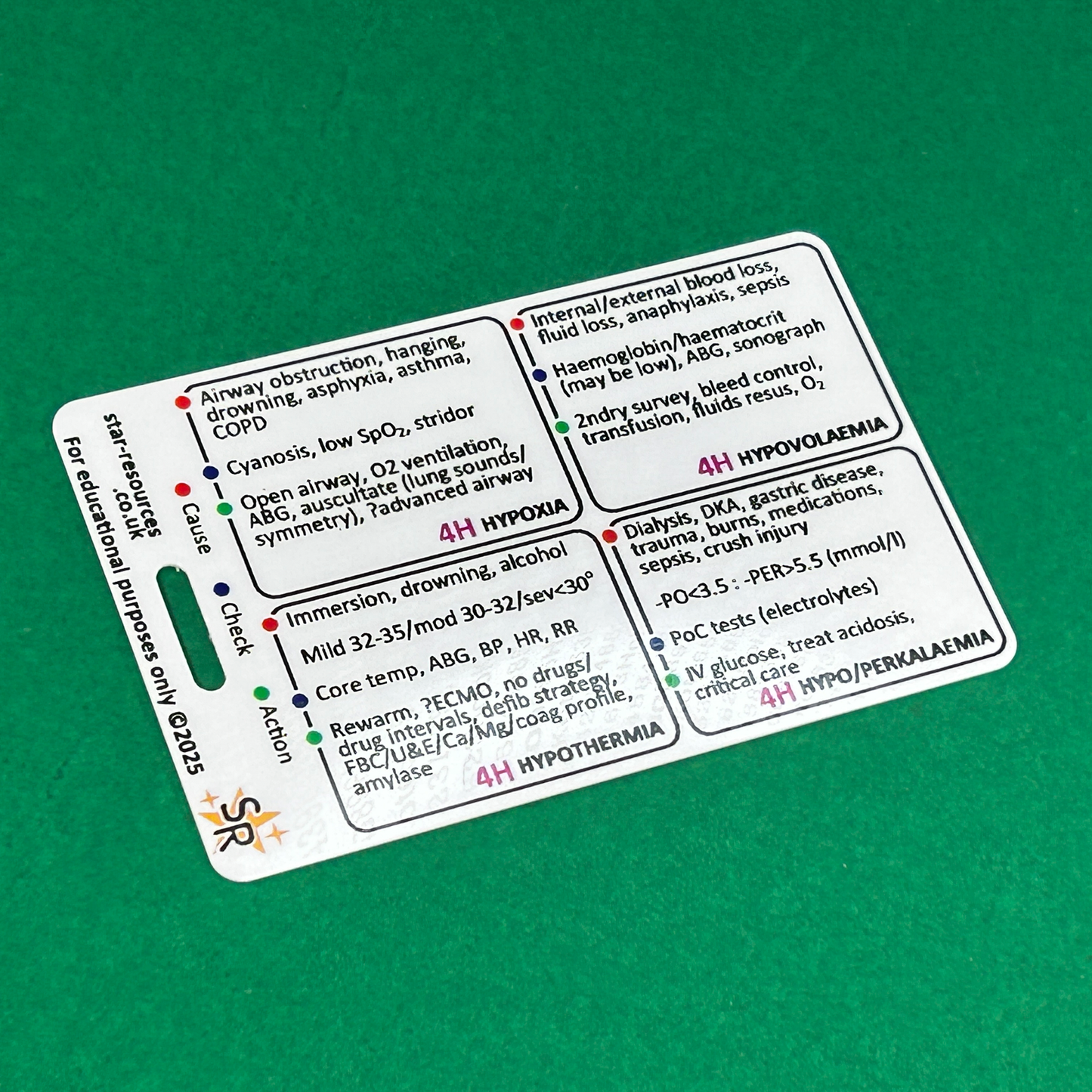 Reversible Causes of Cardiac Arrest Badge Card – 4 H’s and 4 T’s • Paramedic Pocket Reference • Double-Sided & Waterproof