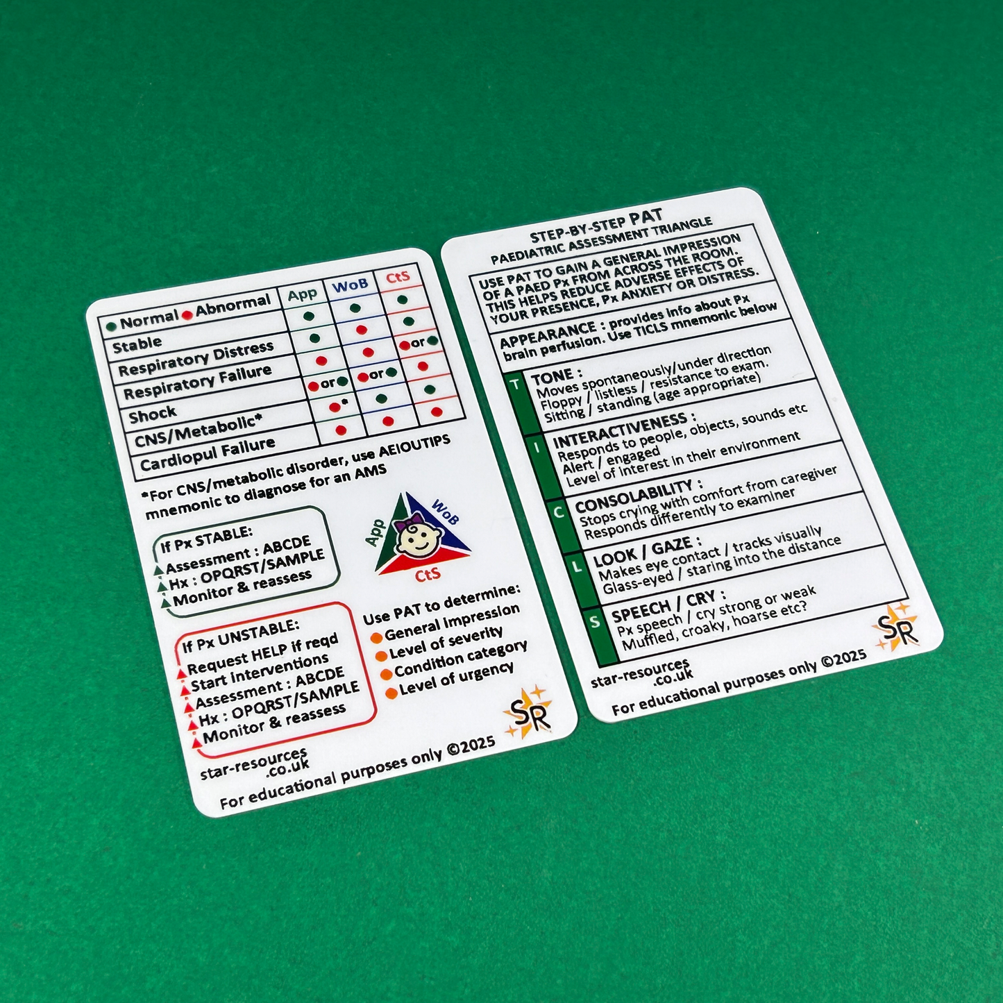 Paediatric Assessment Triangle - PAT - ID Badge Flash Card Student Paramedics Ambulance