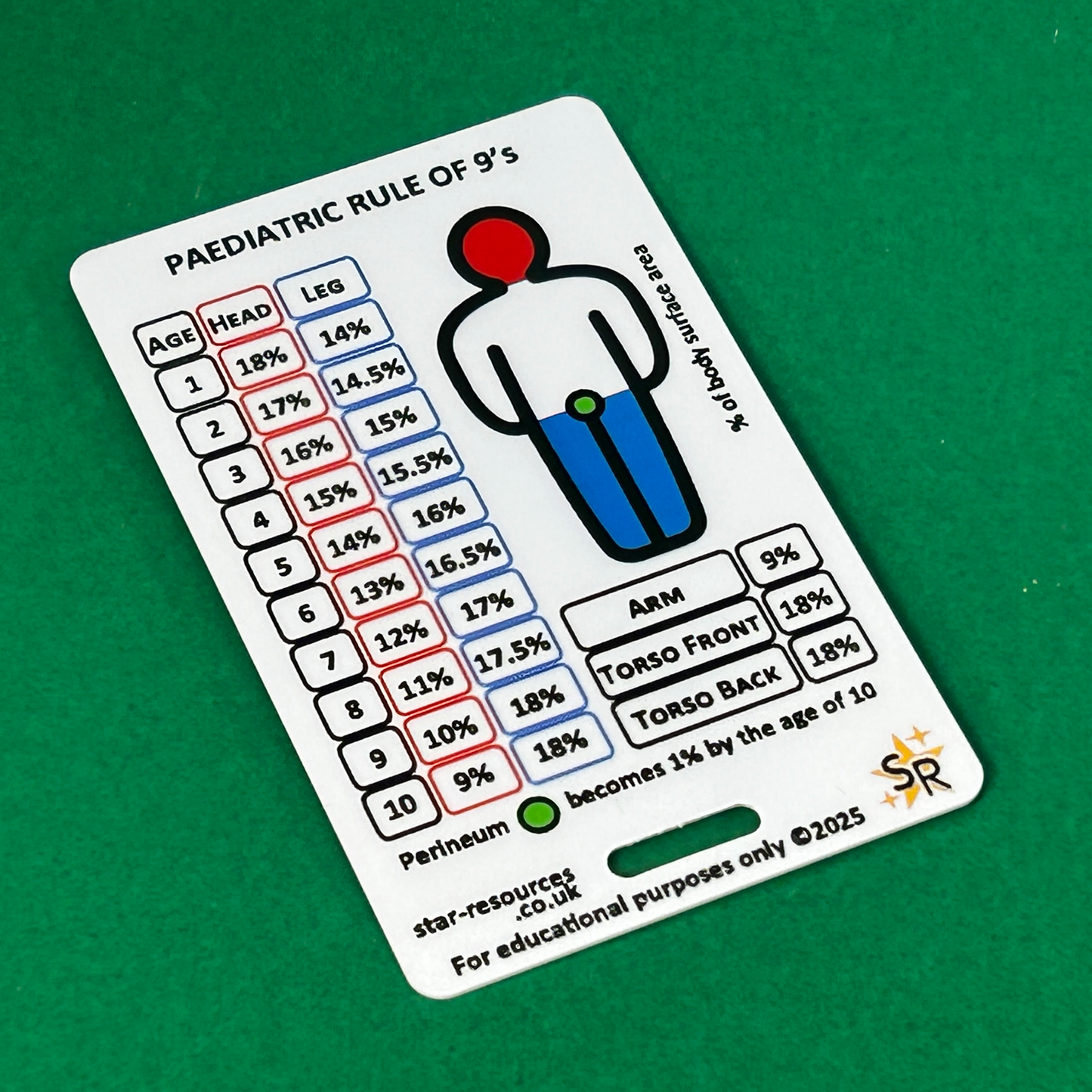 Rule of Nine Burns ID Badge Card Student Nurse Paramedics Ambulance