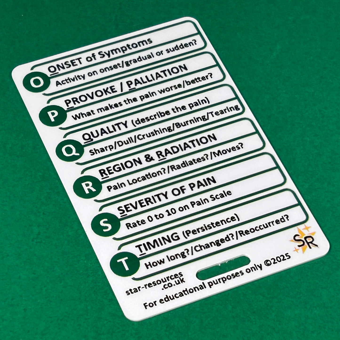 OPQRST and SAMPLE ID Badge Card | Paramedic Flashcard | Nurse Student