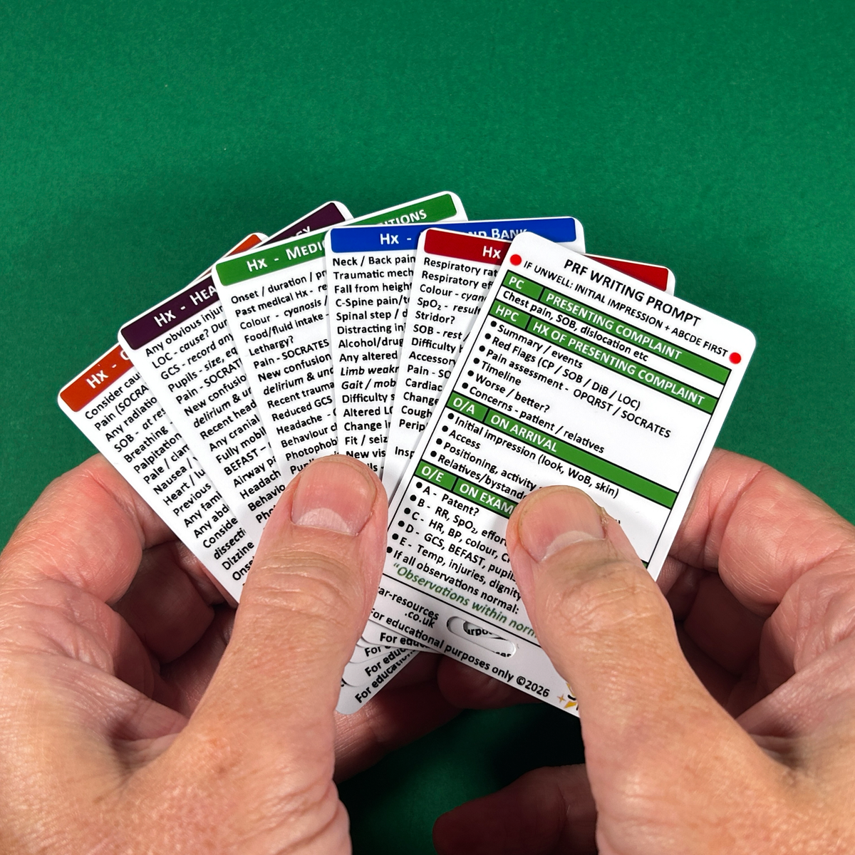 History Taking (Hx) ID Badge Cards for Medical Students, Paramedics, ECA’s, St John Ambulance or CFR