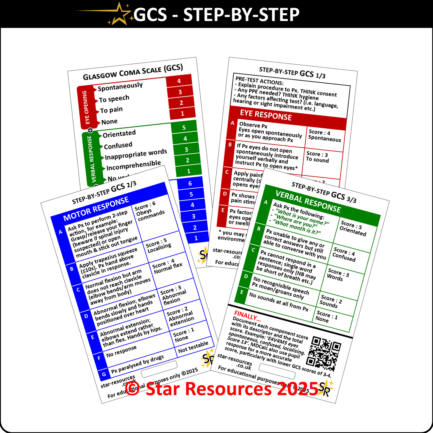 GCS LOC Assessment Step-By-Step ID Badge Card | Pocket Paramedic Flashcard | Assessment Aid for Paramedics and Students
