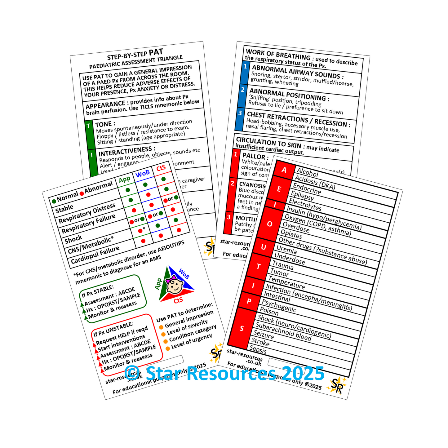Paediatric Assessment Triangle - PAT - ID Badge Flash Card Student Paramedics Ambulance