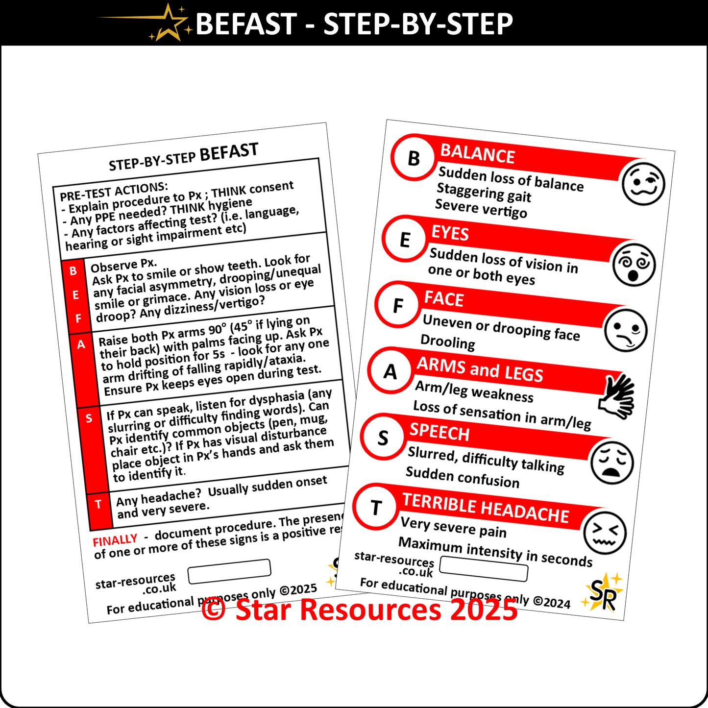 Set 6 - Patient Assessment Step-By-Step ID Badge Cards Student Nurses, Paramedic, Ambulance