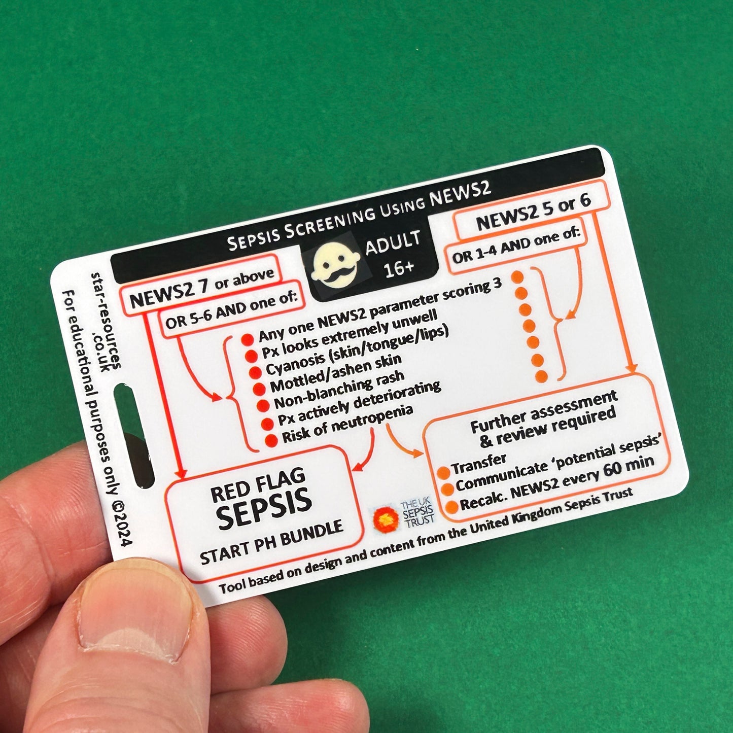 Adult Sepsis Screening with NEWS2 ID Badge Flashcard - Pocket Paramedic Guide