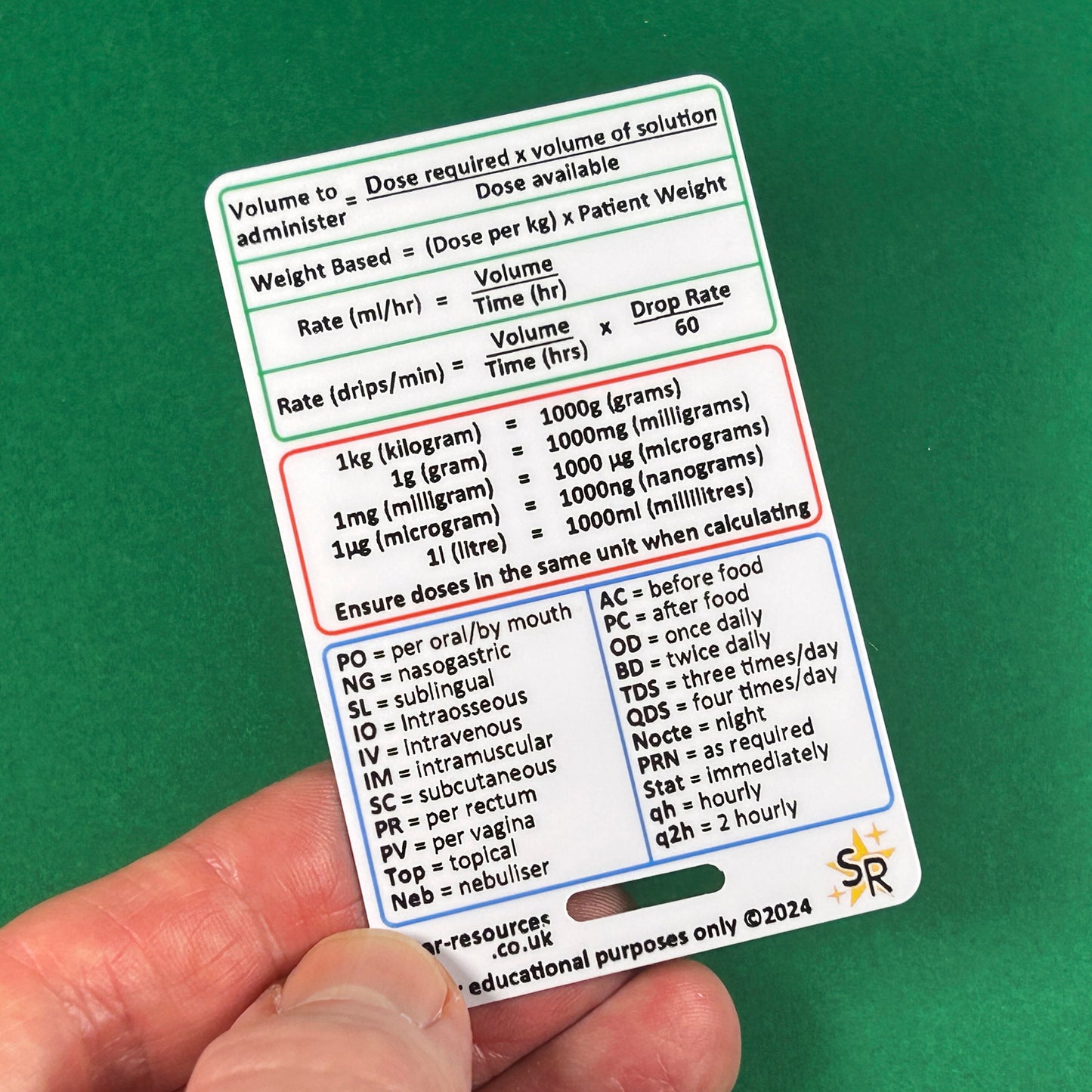 Medication Calculations & Cannula ID Badge Card Student Paramedics Nurses