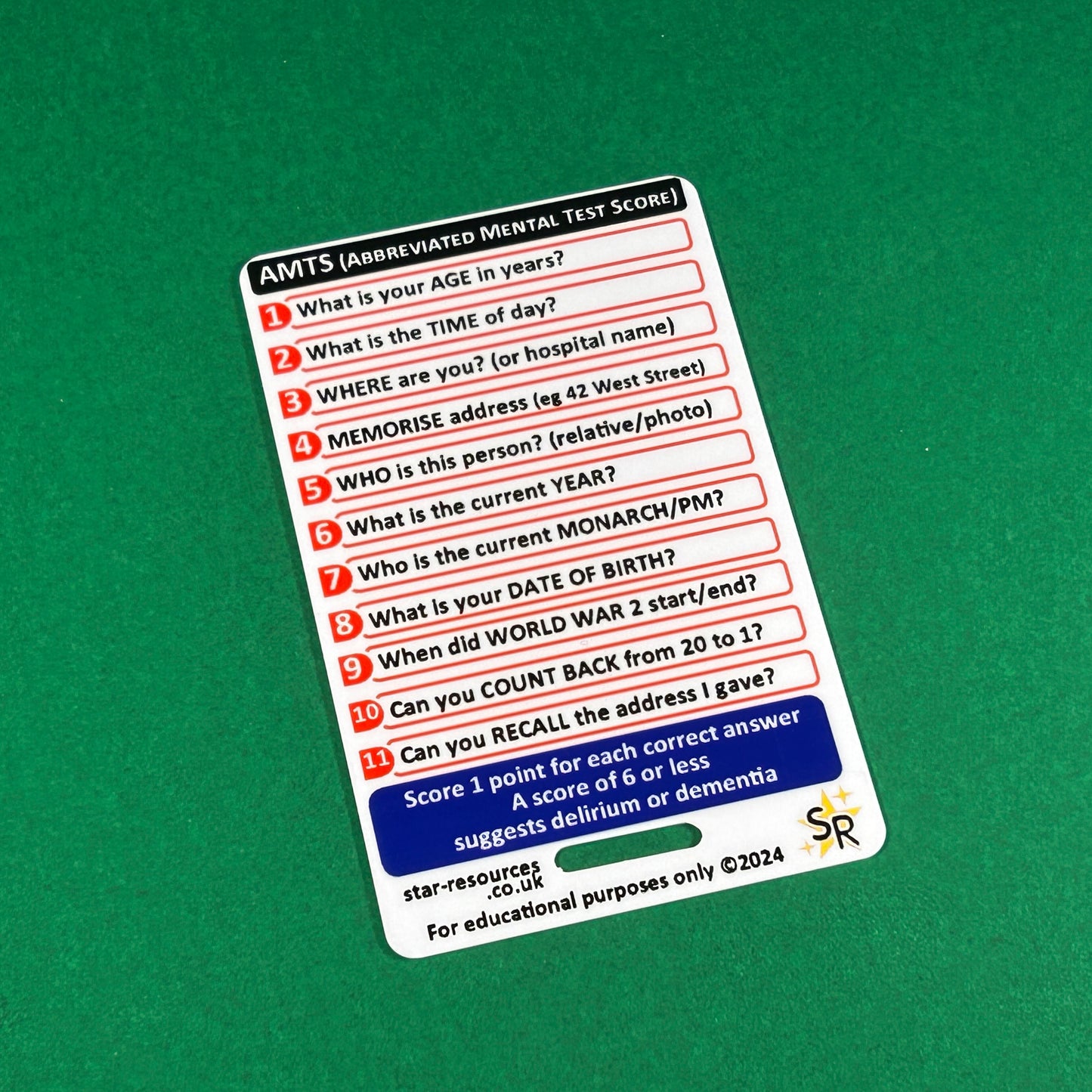 4AT Delirium ATMS ID Badge Card - Pocket Paramedic Flashcard | Pocket Assessment Guide