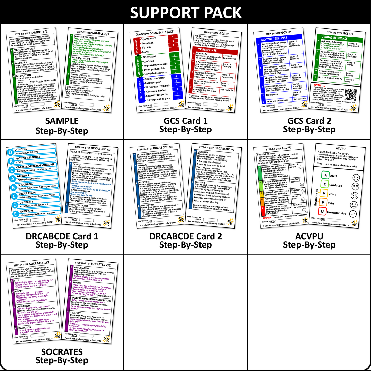 Core Pack Patient Assessment ID Badge Flashcards Paramedic Student Ambulance