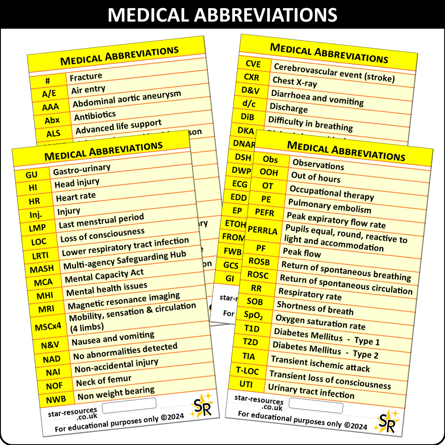 Medical Abbreviations ID Badge CardS Nurse Student Paramedic FREC Ambulance