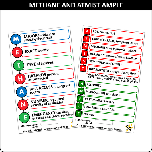 METHANE ATMIST AMPLE ID Badge Card | Paramedic Flashcard | Ambulance Medic Student First Response