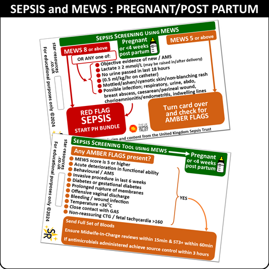 Pregnant and Post-Partum Sepsis Screening Tool using MEWS - ID Badge Card