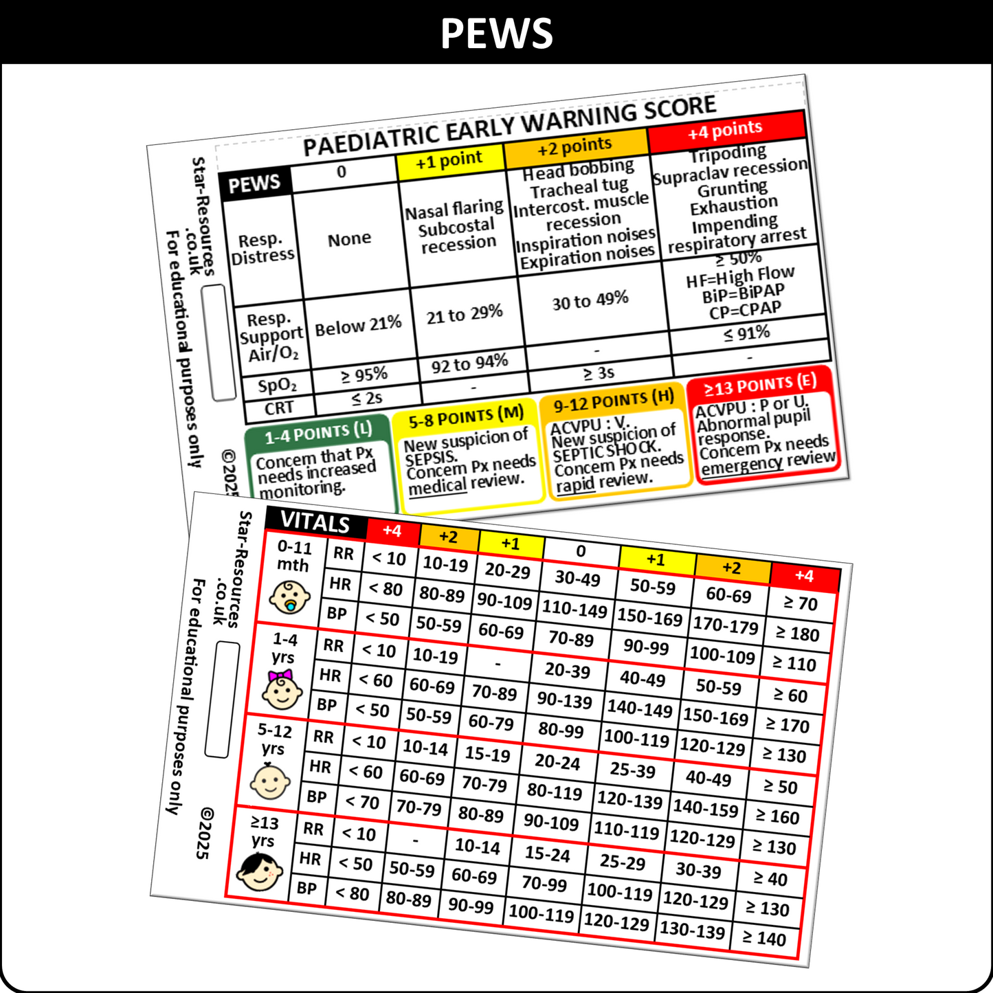 PEWS ID Badge Card | Paramedic Flashcard | Ambulance Medic Student Paediatrics