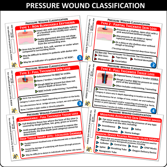 Pressure Wound Classification ID Badge Cards Student Paramedics Nurses