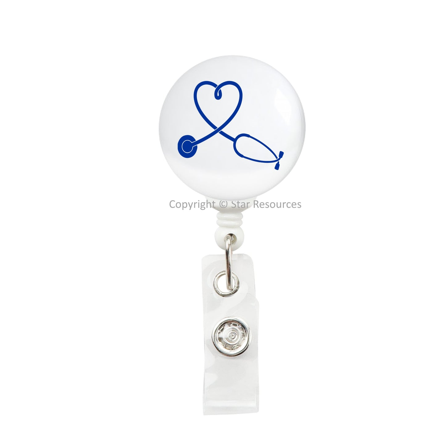 Blue Stethoscope ID Badge Reel