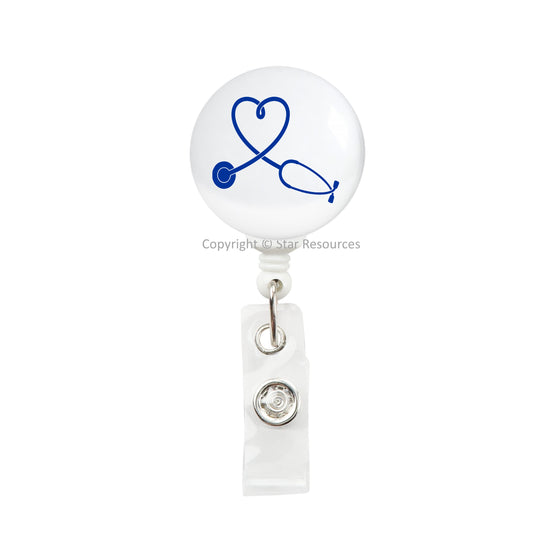 Blue Stethoscope ID Badge Reel