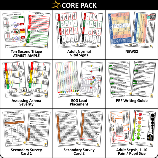 Core Pack Patient Assessment ID Badge Flashcards Paramedic Student Ambulance