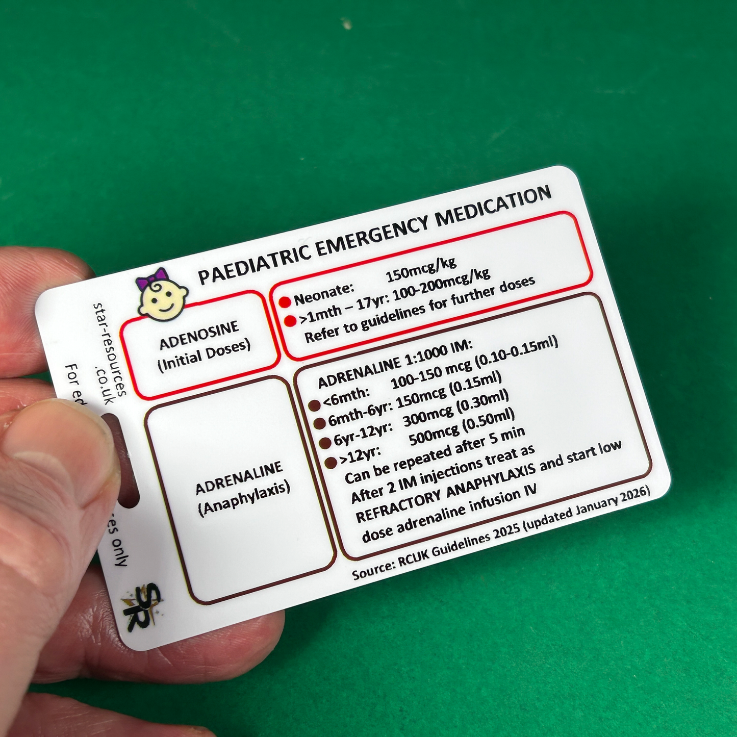 Paediatric Emergency Medications ID Badge Card Nurse Student Paramedic FREC Ambulance