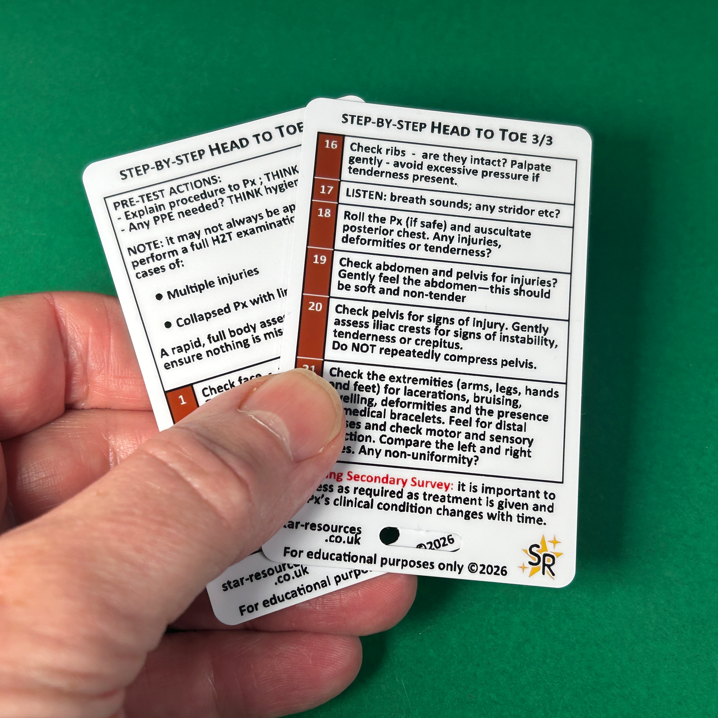 Secondary Survey Step-By-Step ID Badge Card | Pocket Paramedic Flashcard | Assessment Aid for Paramedics and Students