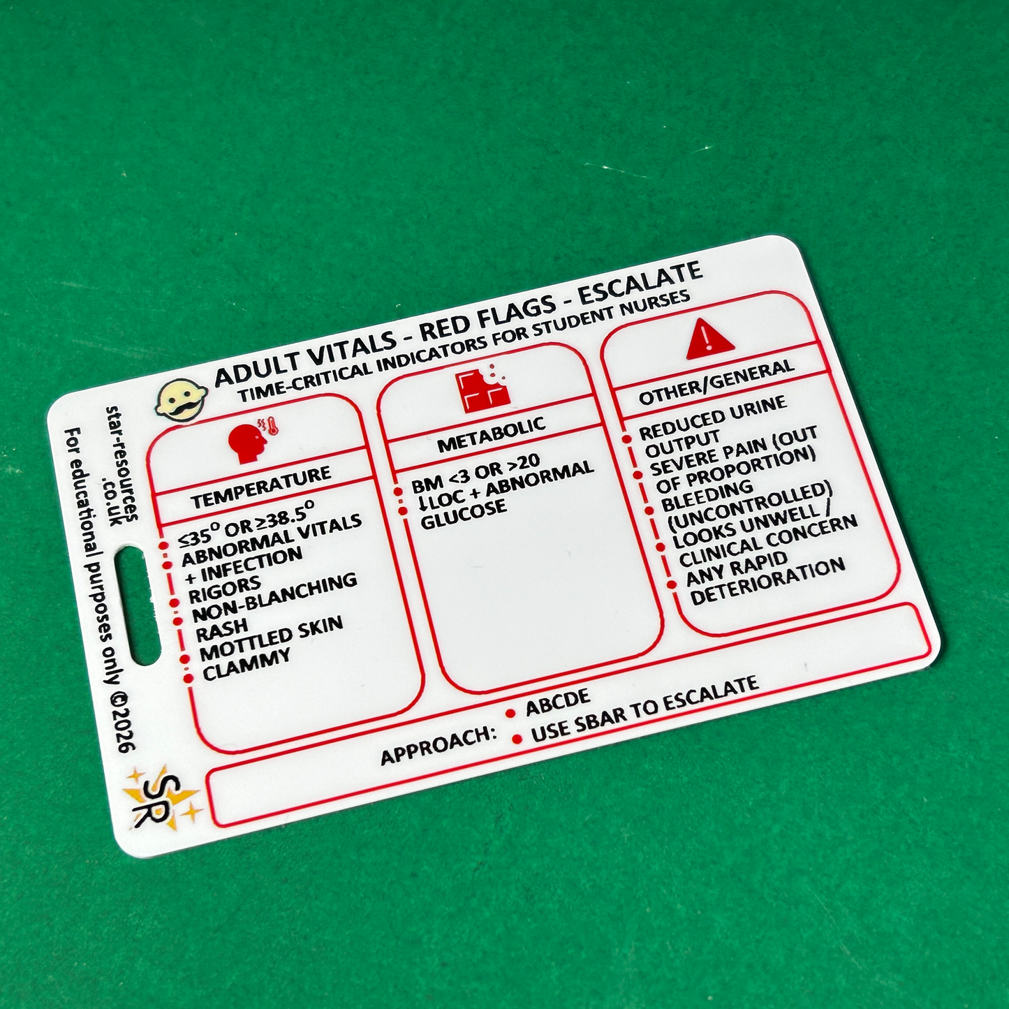 Student Nurse Red Flags Card ABCDE Deterioration SBAR Nursing ID Badge