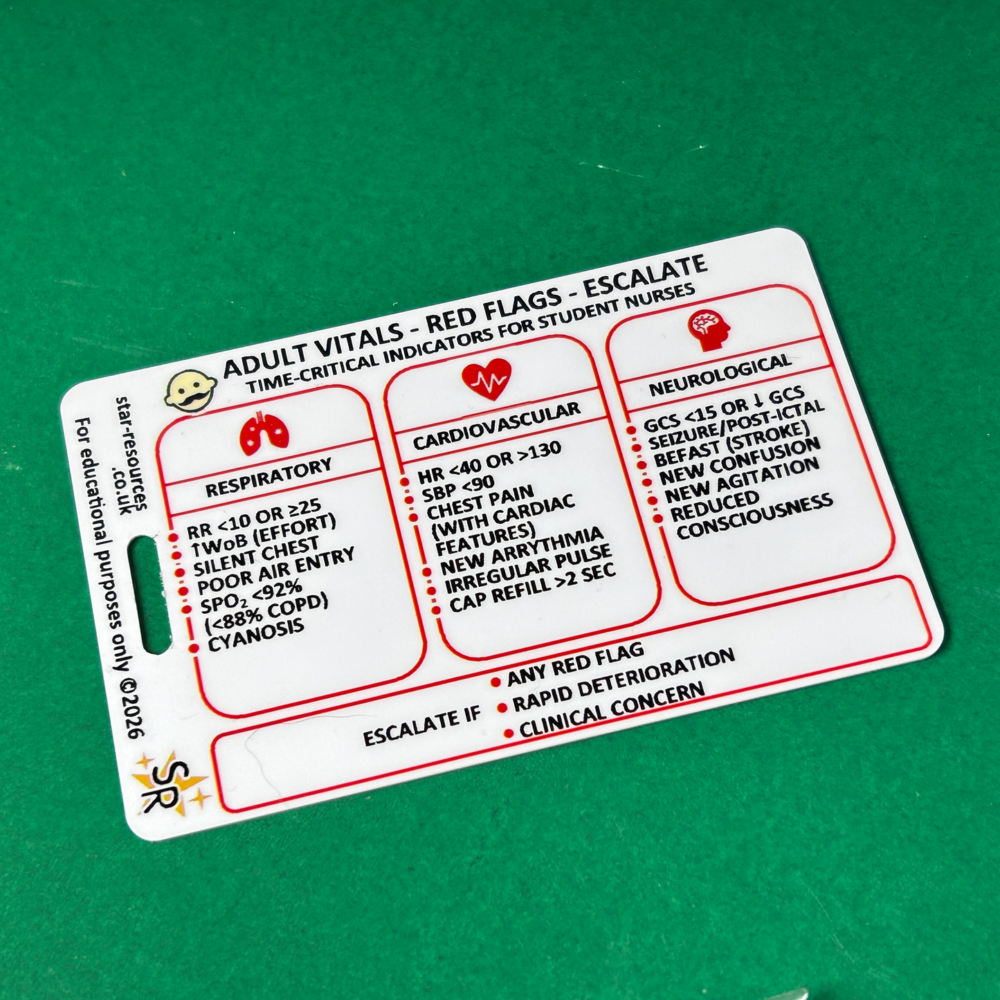 Student Nurse Red Flags Card ABCDE Deterioration SBAR Nursing ID Badge