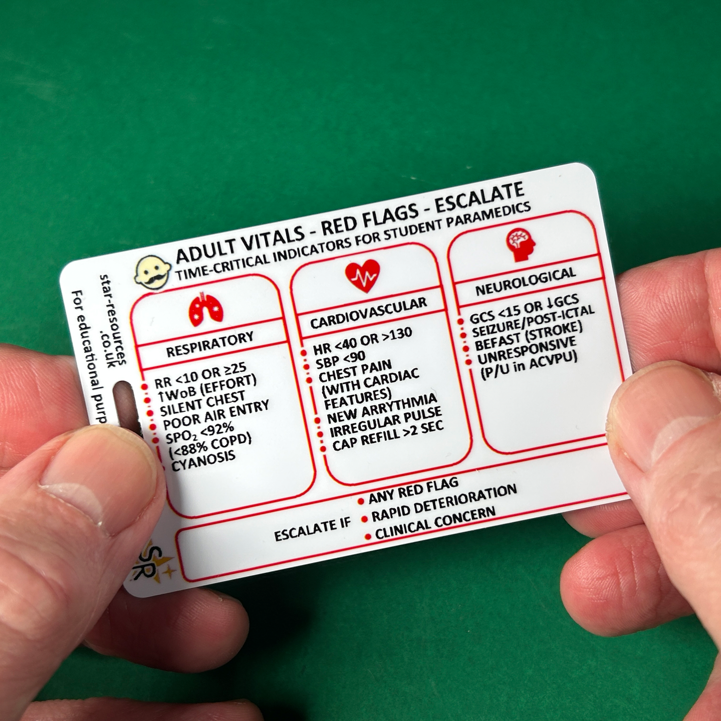 Student Paramedic Red Flags Card ABCDE Time-Critical Pre-Hospital ID Badge