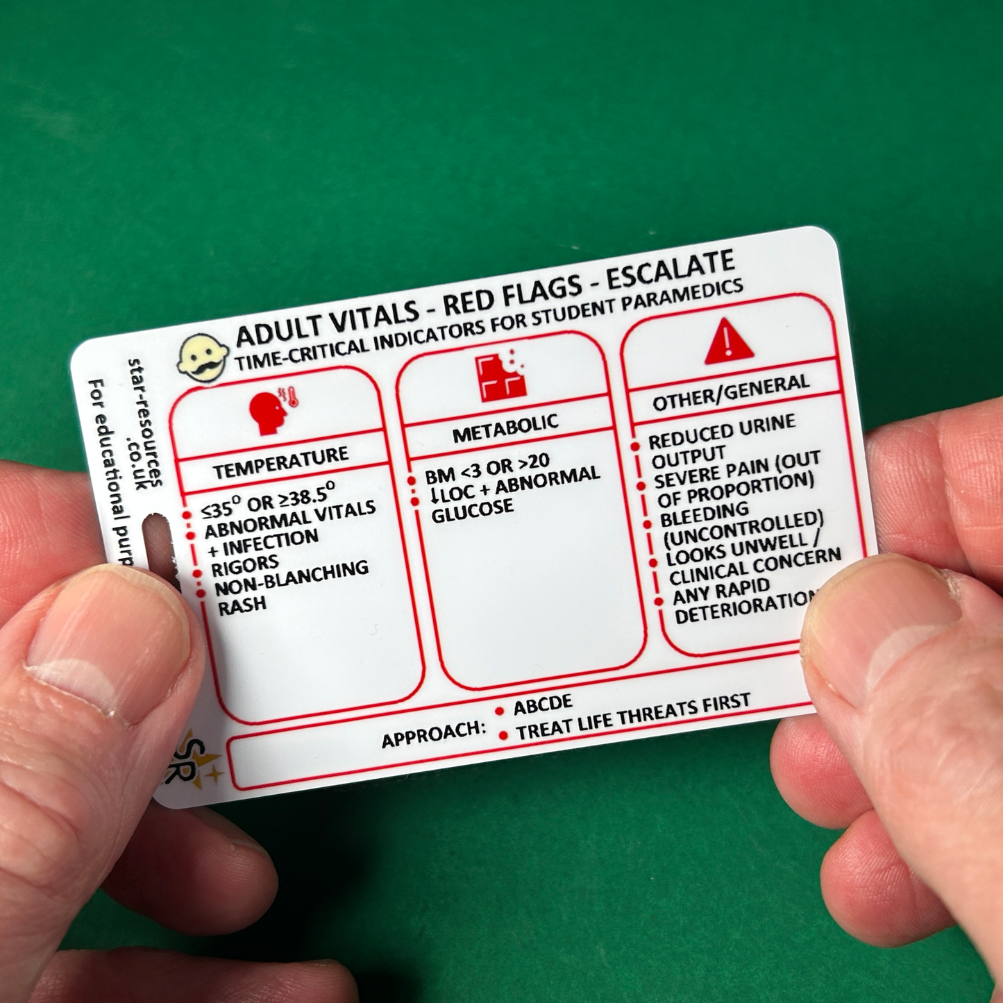 Student Paramedic Red Flags Card ABCDE Time-Critical Pre-Hospital ID Badge