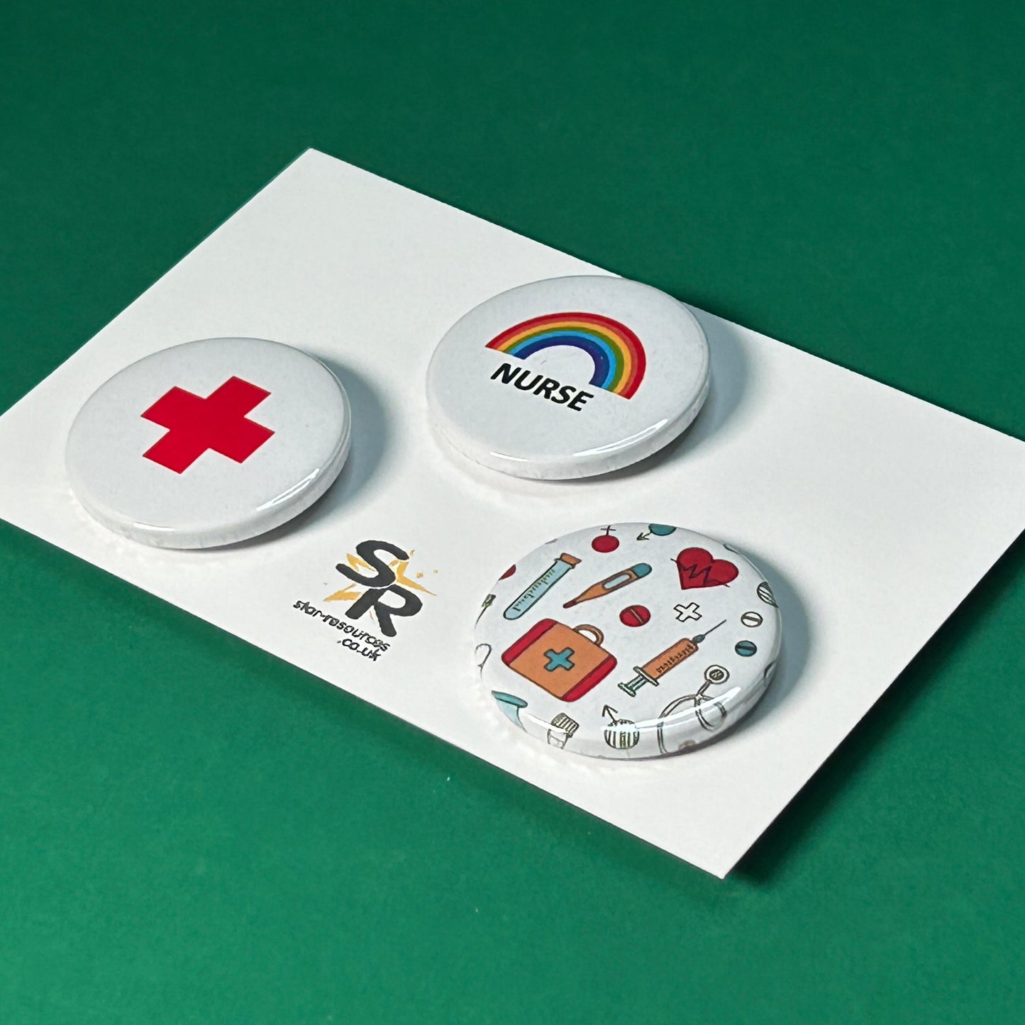 Mini Badge Pack Nurse Bold Rainbow Uniform 25mm