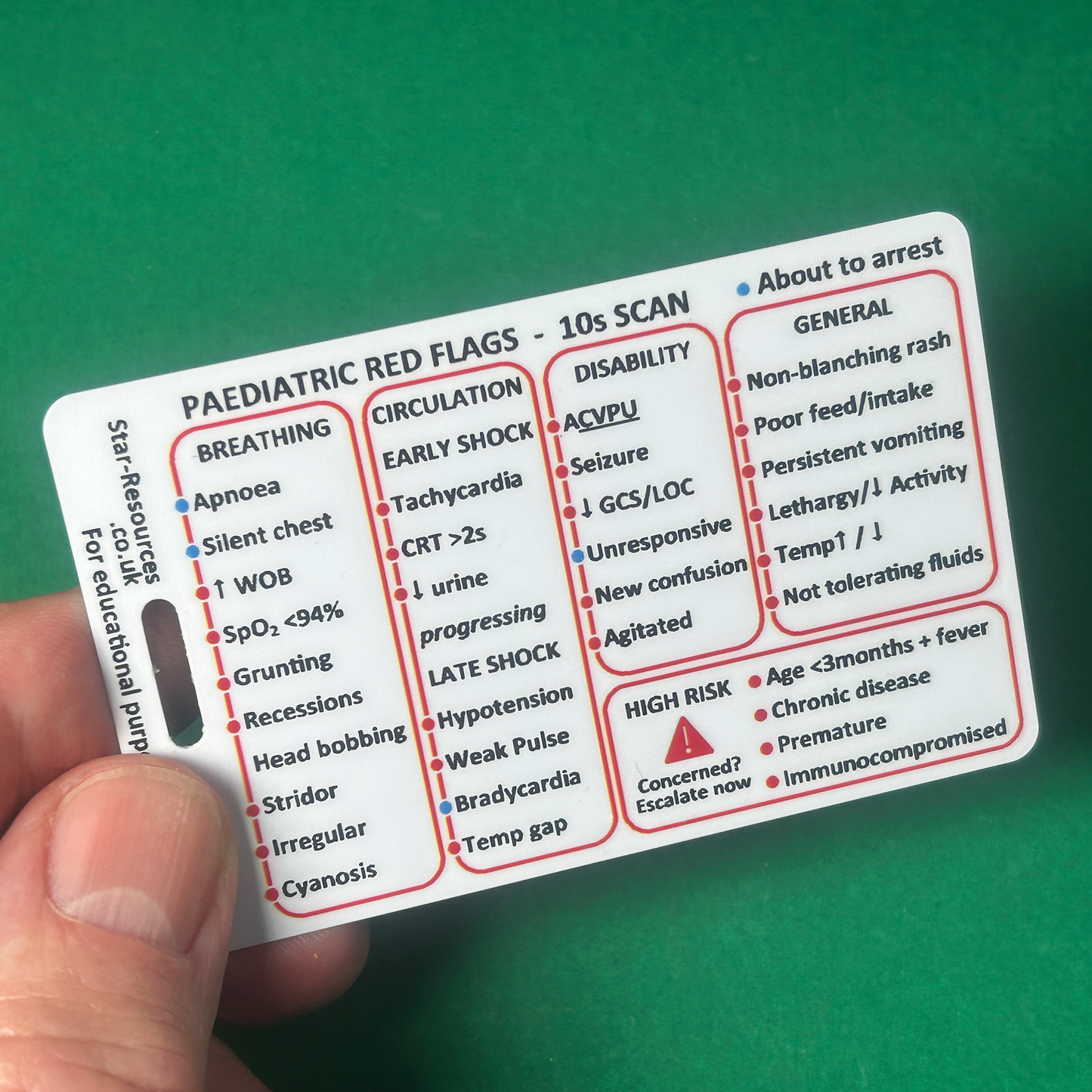 Paediatric Red Flags & Vitals Card | ABCDE 10s Scan + Normal Ranges | Spot the Sick Child Fast | ID Badge