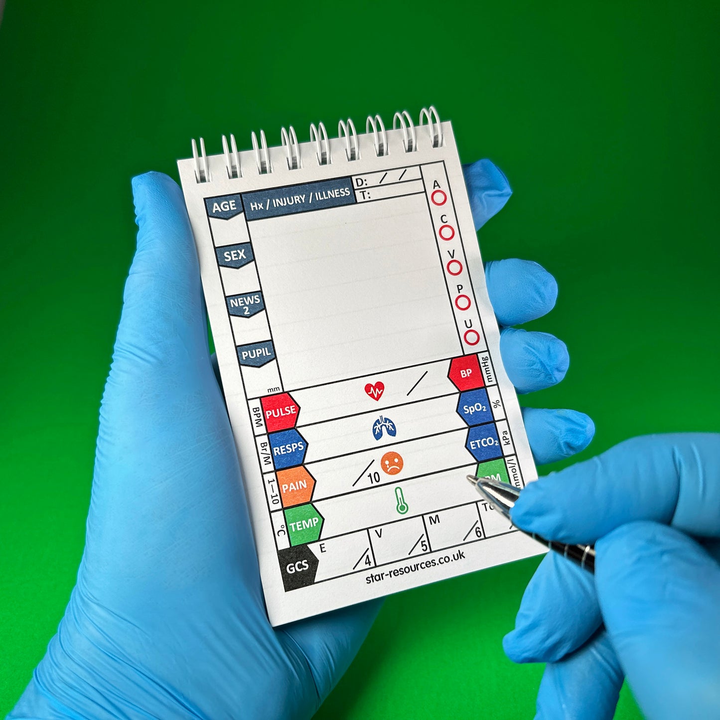 Vital Statistics Notepad - Medical Students, Medics, Paramedics, ECA’s, Community First Responders