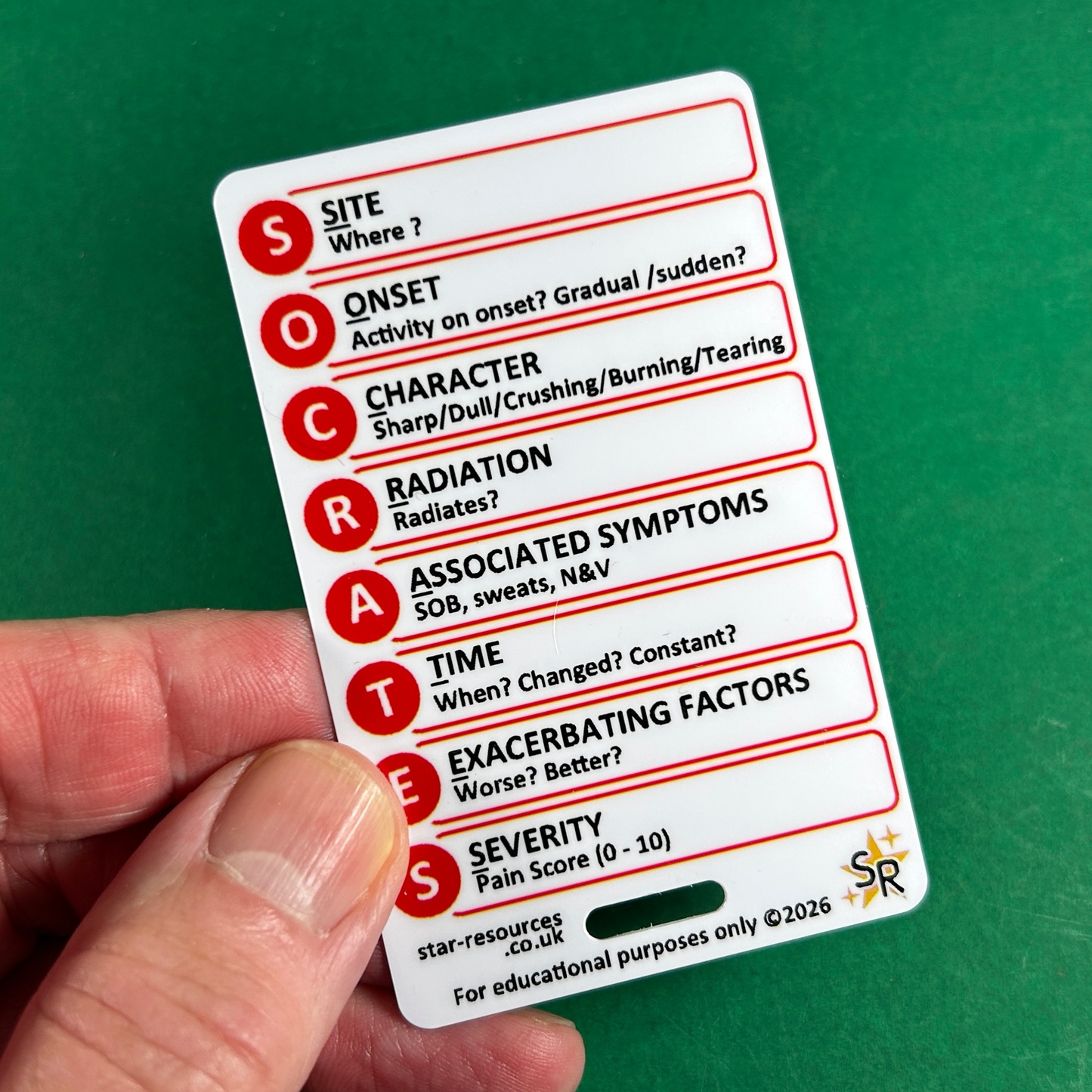OPQRST and SOCRATES ID Badge Card | Paramedic Flashcard | Nurse Student