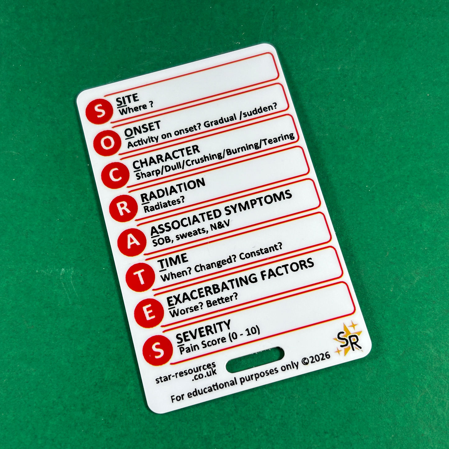 OPQRST and SOCRATES ID Badge Card | Paramedic Flashcard | Nurse Student