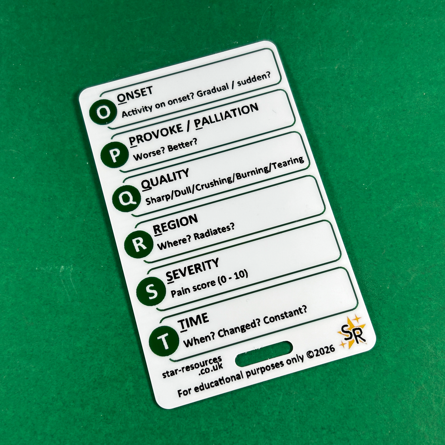 OPQRST and SOCRATES ID Badge Card | Paramedic Flashcard | Nurse Student