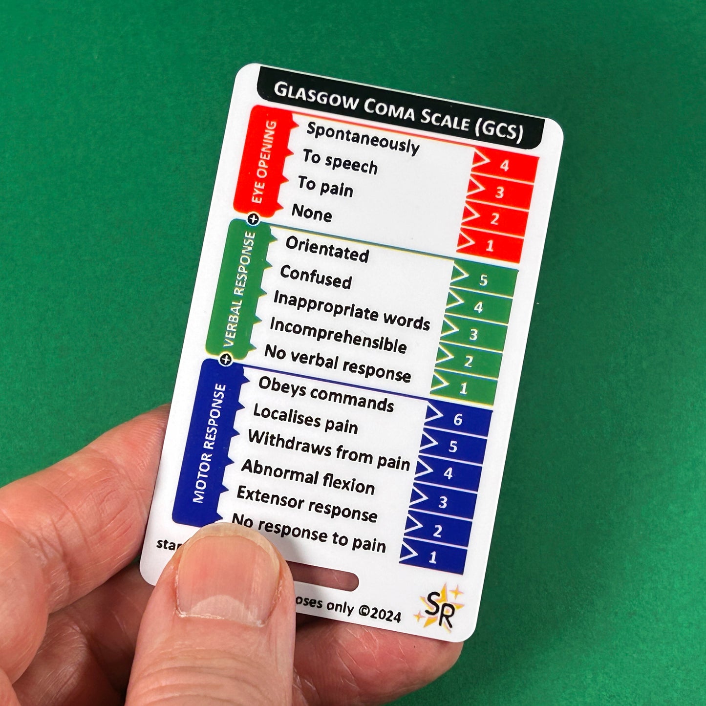 GCS ID Badge Card - Paramedic Flashcard for Students | Pocket Guide for Glasgow Coma Scale, Pain Scale, Pupil Gauge, Patient Assessment