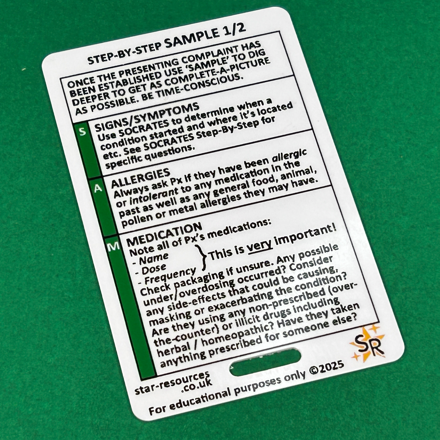 SAMPLE Step-By-Step ID Badge Card | Pocket Paramedic Flashcard | Assessment Aid for Paramedics and Students