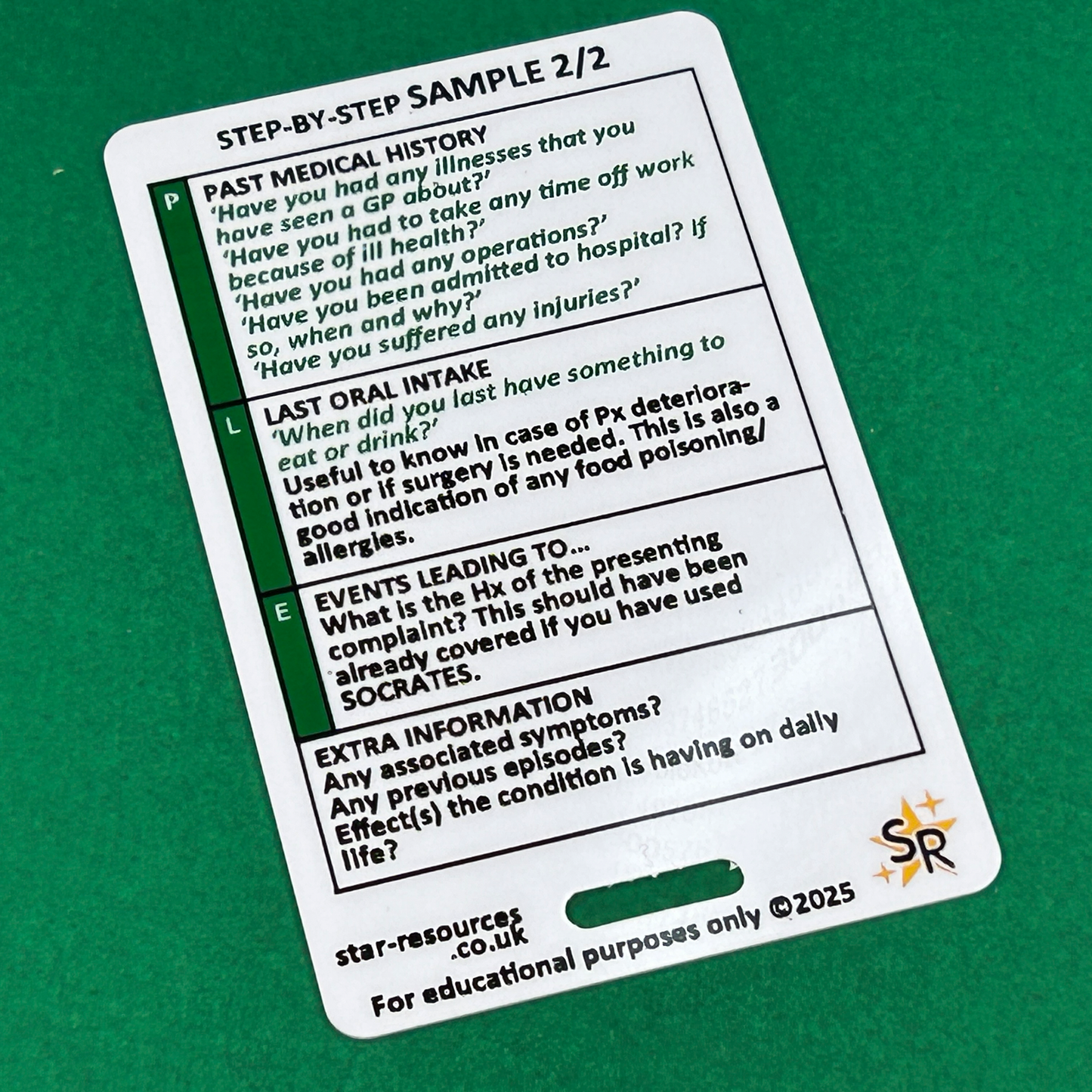SAMPLE Step-By-Step ID Badge Card | Pocket Paramedic Flashcard | Assessment Aid for Paramedics and Students