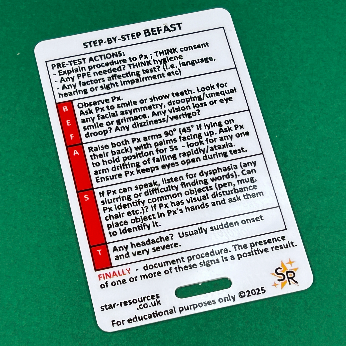 BEFAST Survey Step-By-Step ID Badge Card | Pocket Paramedic Flashcard | Assessment Aid for Paramedics and Students